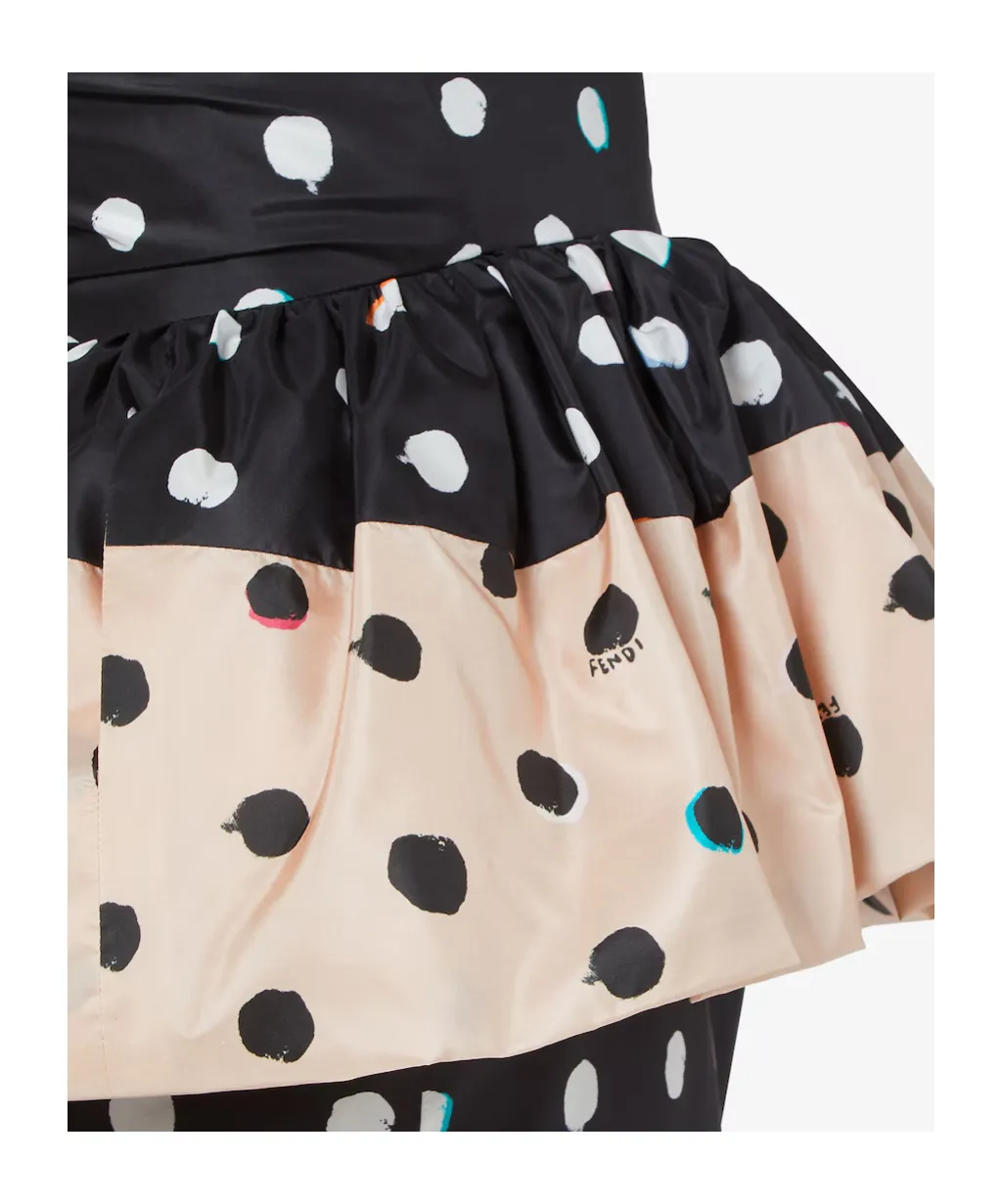 Fendi Printed Bustier Taffeta Dress