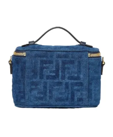 Fendi Vanity Blue Ff Denim Flocked Mini-Bag