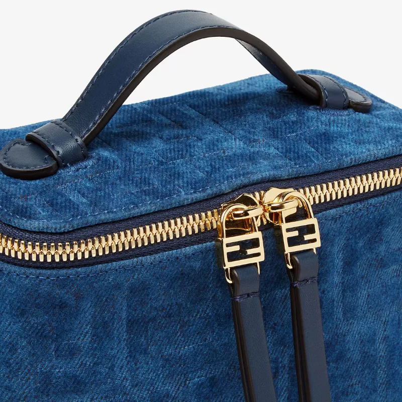 Fendi Vanity Blue Ff Denim Flocked Mini-Bag