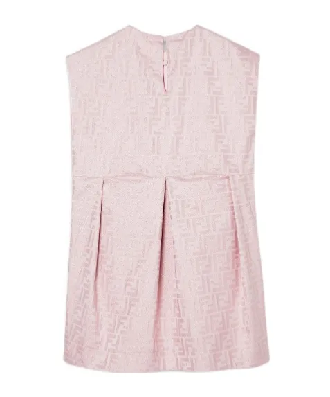 Pink Jacquard Cotton Junior Dress