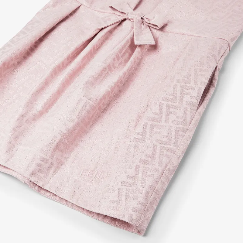 Pink Jacquard Cotton Junior Dress