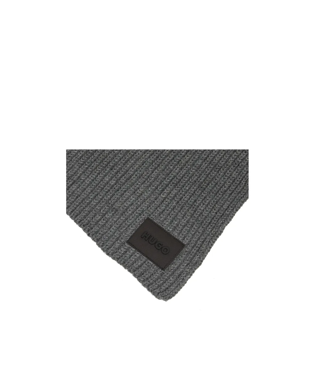 Ribbed Logo-Patch Beanie Hat Set