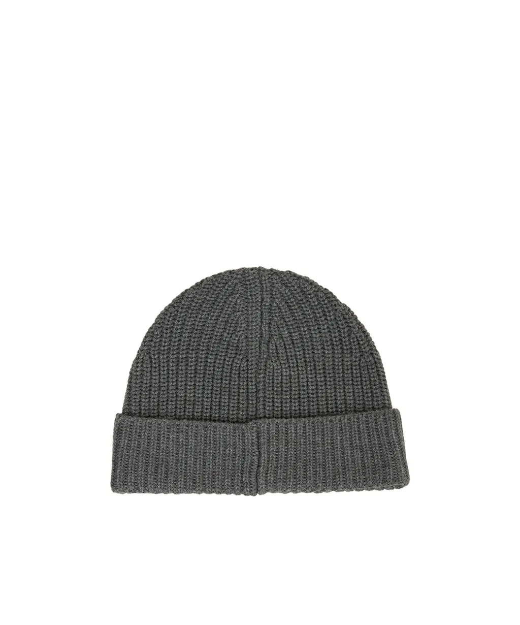 Ribbed Logo-Patch Beanie Hat Set