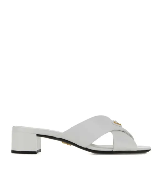 Prada Triangle-Logo Slip-On Sandals