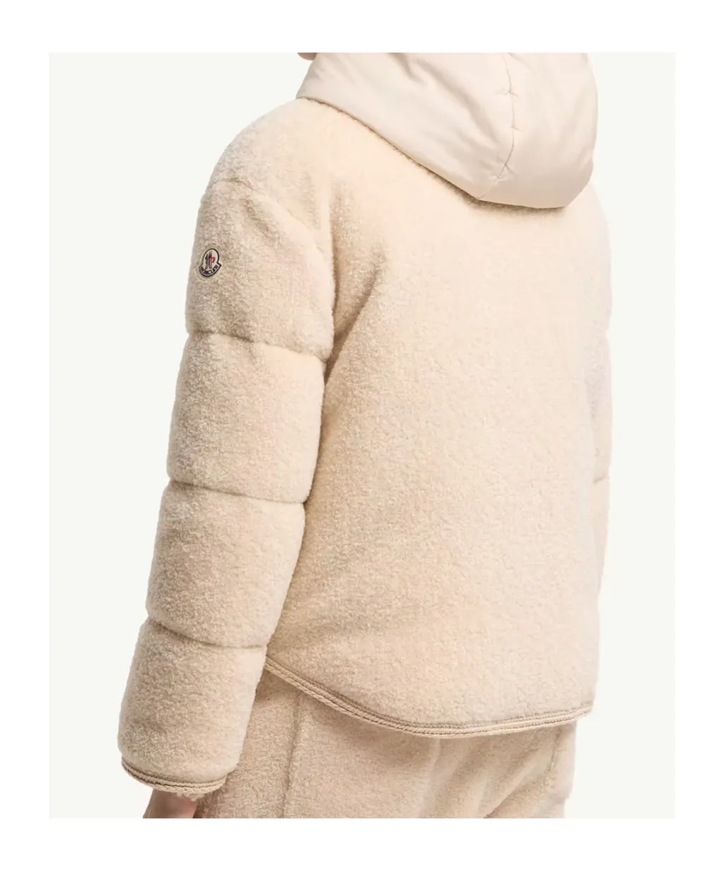 Ciboulette Braided Trim Teddy Hooded Short Down Jacket