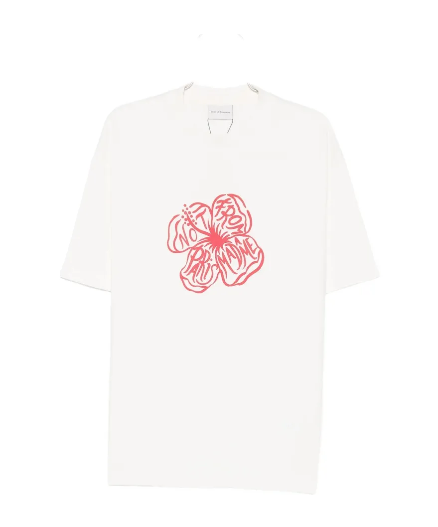 Drle De Monsieur Slogan Hibiscus T-Shirt