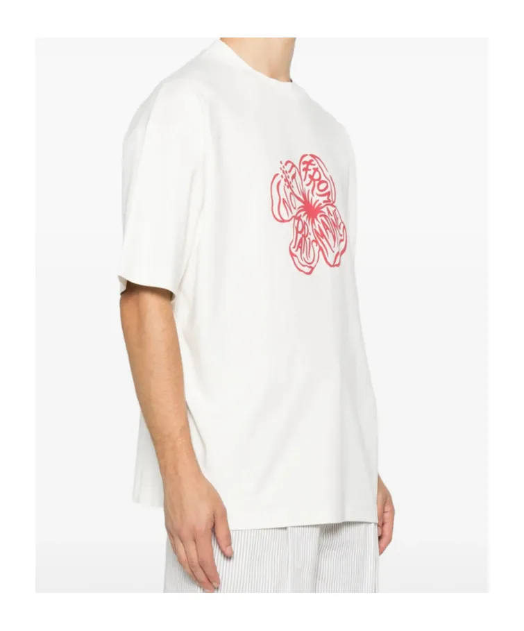 Drle De Monsieur Slogan Hibiscus T-Shirt