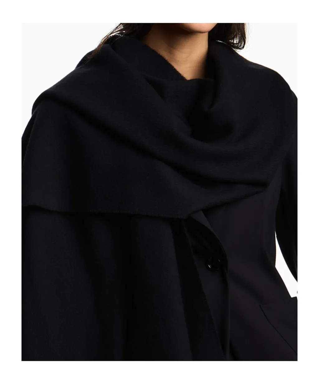 Emporio Armani Logo Embroidered Fringed Edge Scarf