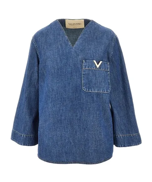 V-Neck Pocket Blouse