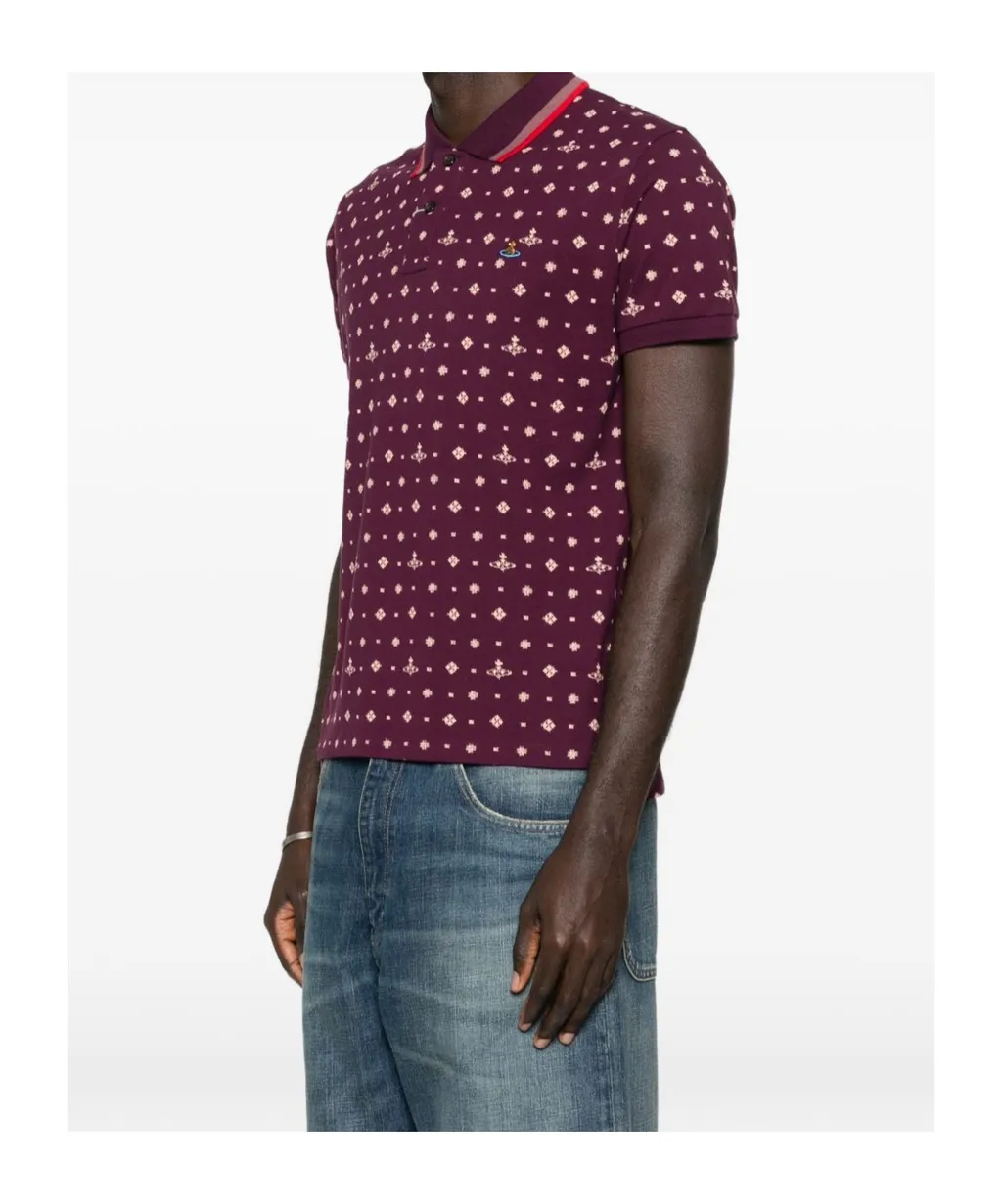 Patterned Trim Polo Shirt