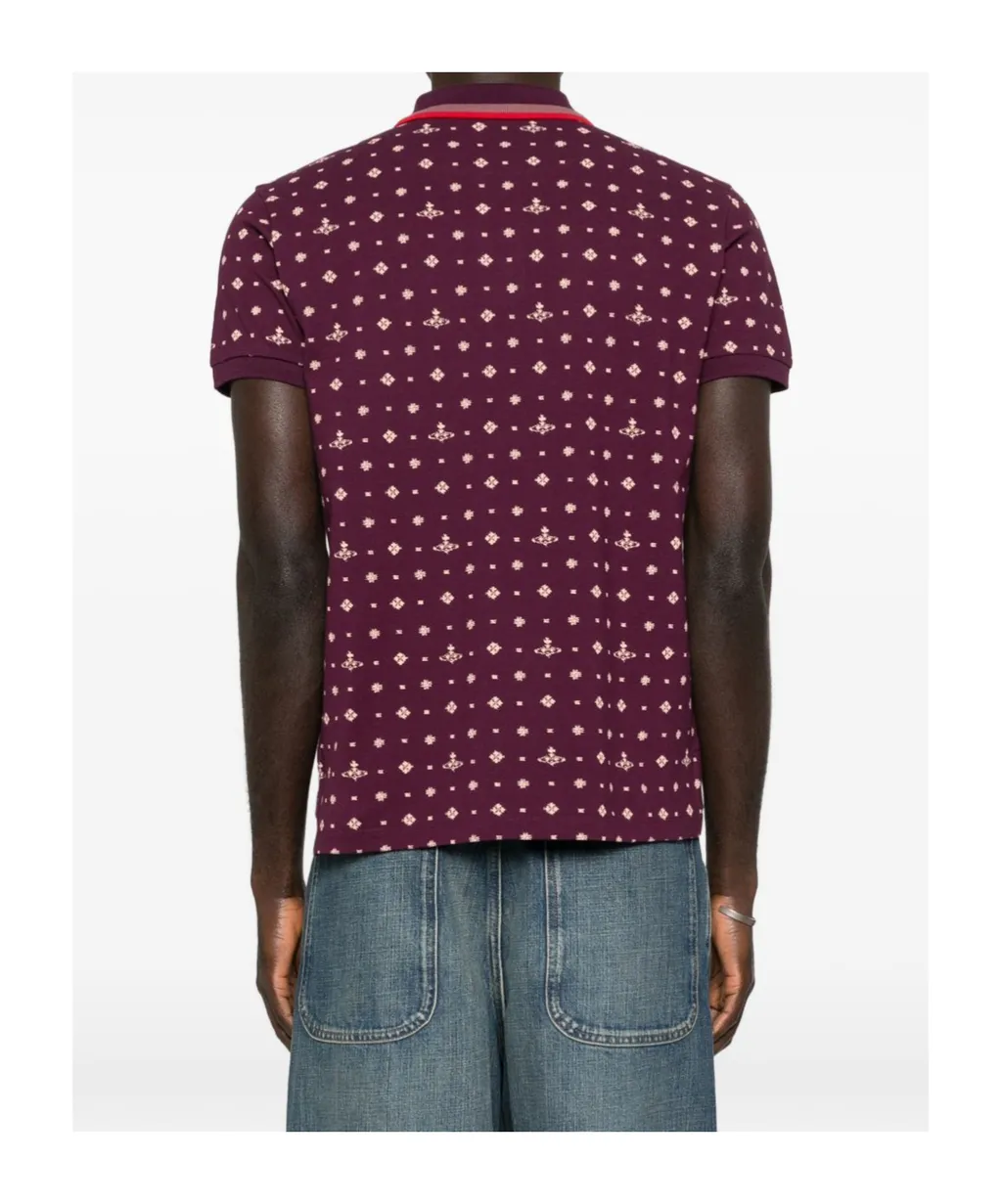 Patterned Trim Polo Shirt
