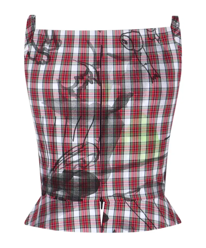 Vivienne Westwood Plaid Draped Sleeveless Top