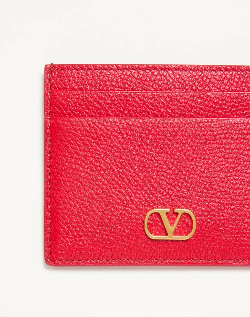 Vlogo Signature Grainy Calfskin Card Holder