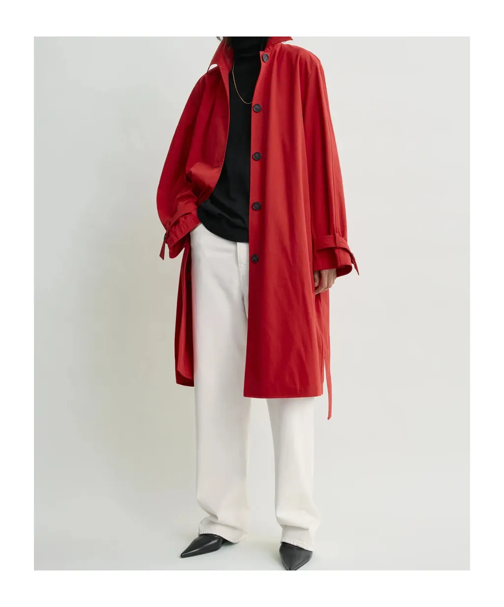 Belted Button-Fastening Coat