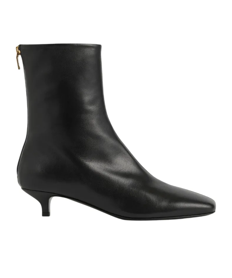Rear-Zip Square-Toe Boots