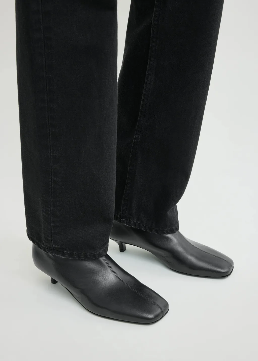 Rear-Zip Square-Toe Boots