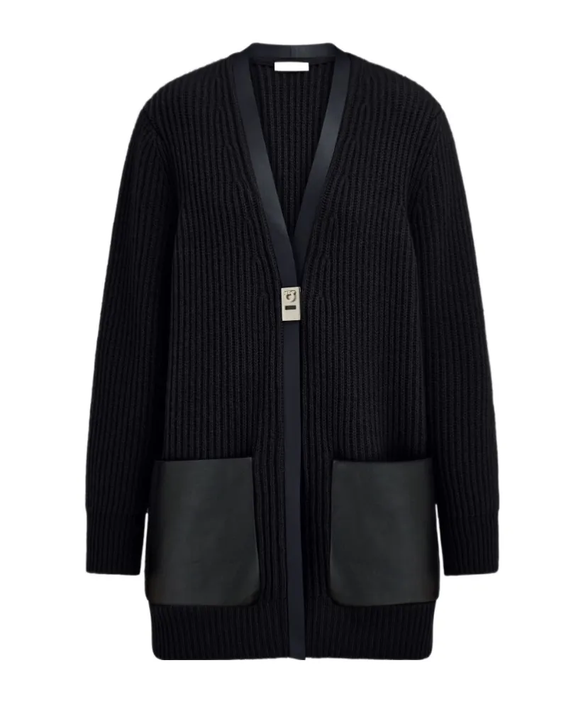 Ferragamo Leather Trim Cardigan