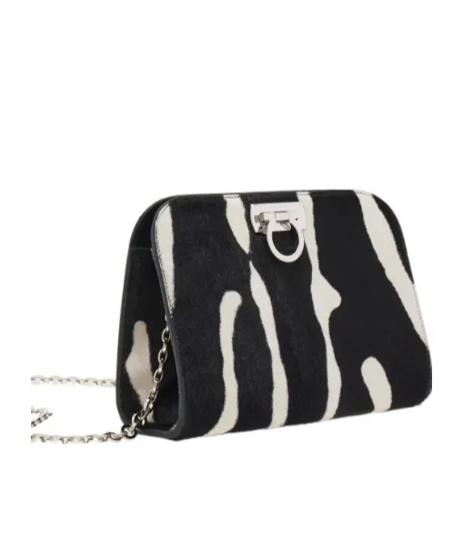 Ferragamo Diana Zebra Printed Clutch Bag
