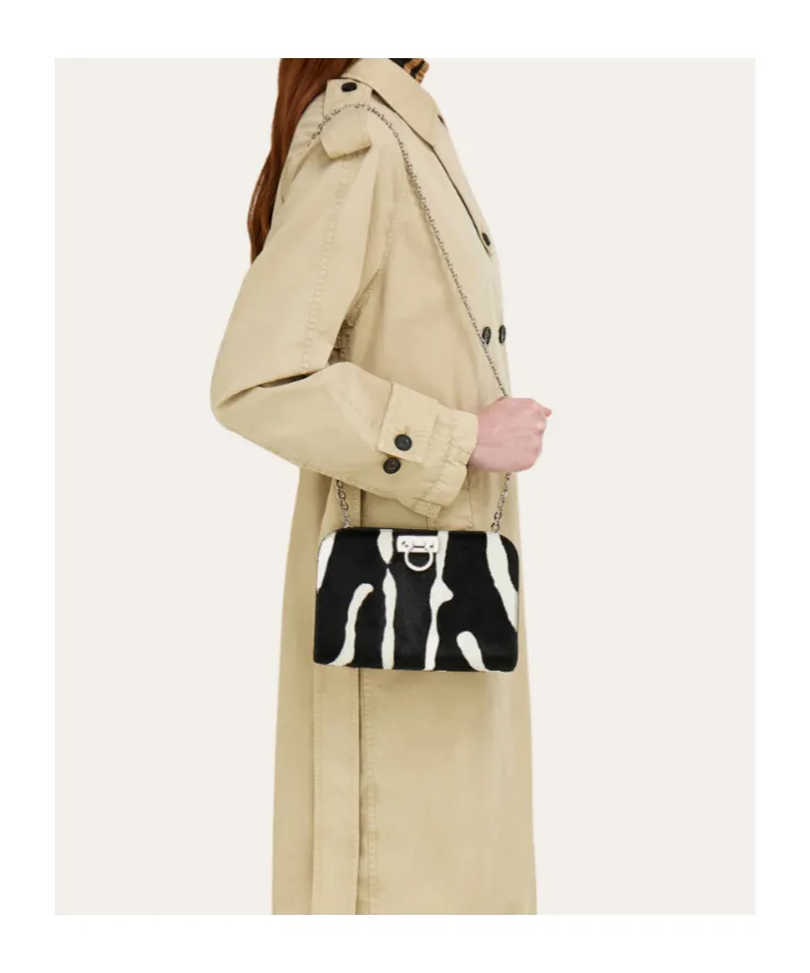 Ferragamo Diana Zebra Printed Clutch Bag