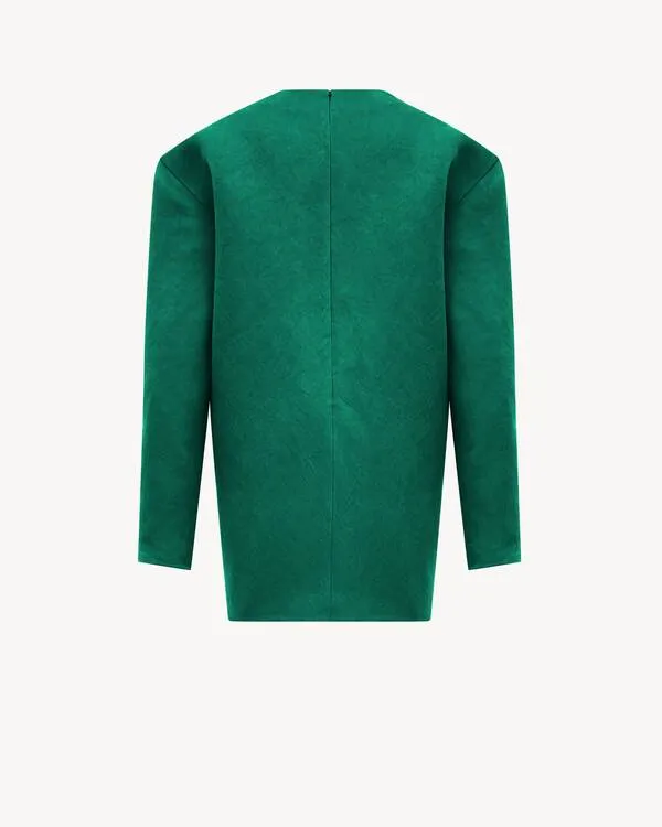 Saint Laurent Crewneck Long-Sleeved Boxy Dress