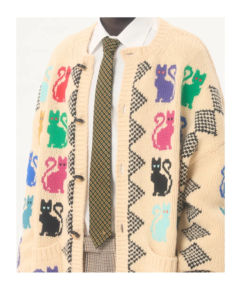 Valentie Cotton Jacquard Tie With Chamber Pattern And Vlogo Signature Detail