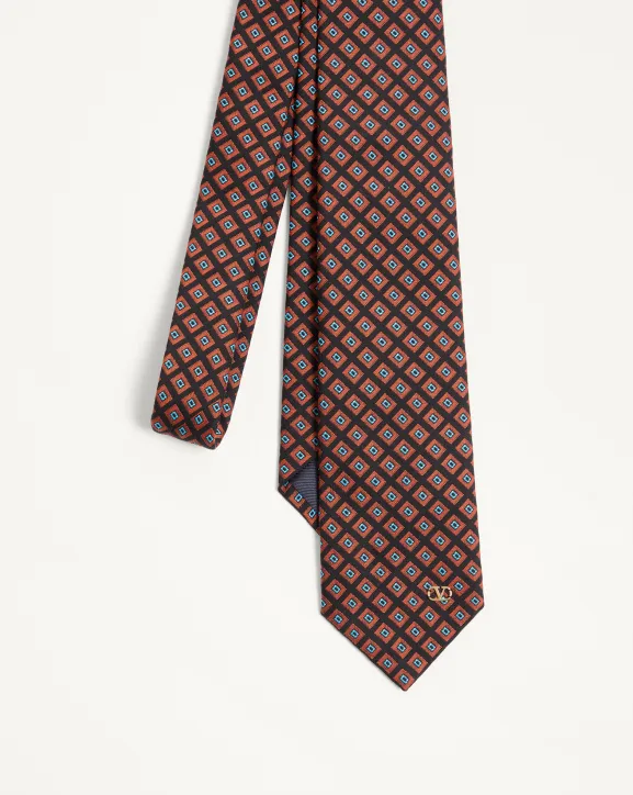 Valentie Cotton Jacquard Tie With Chamber Pattern And Vlogo Signature Detail
