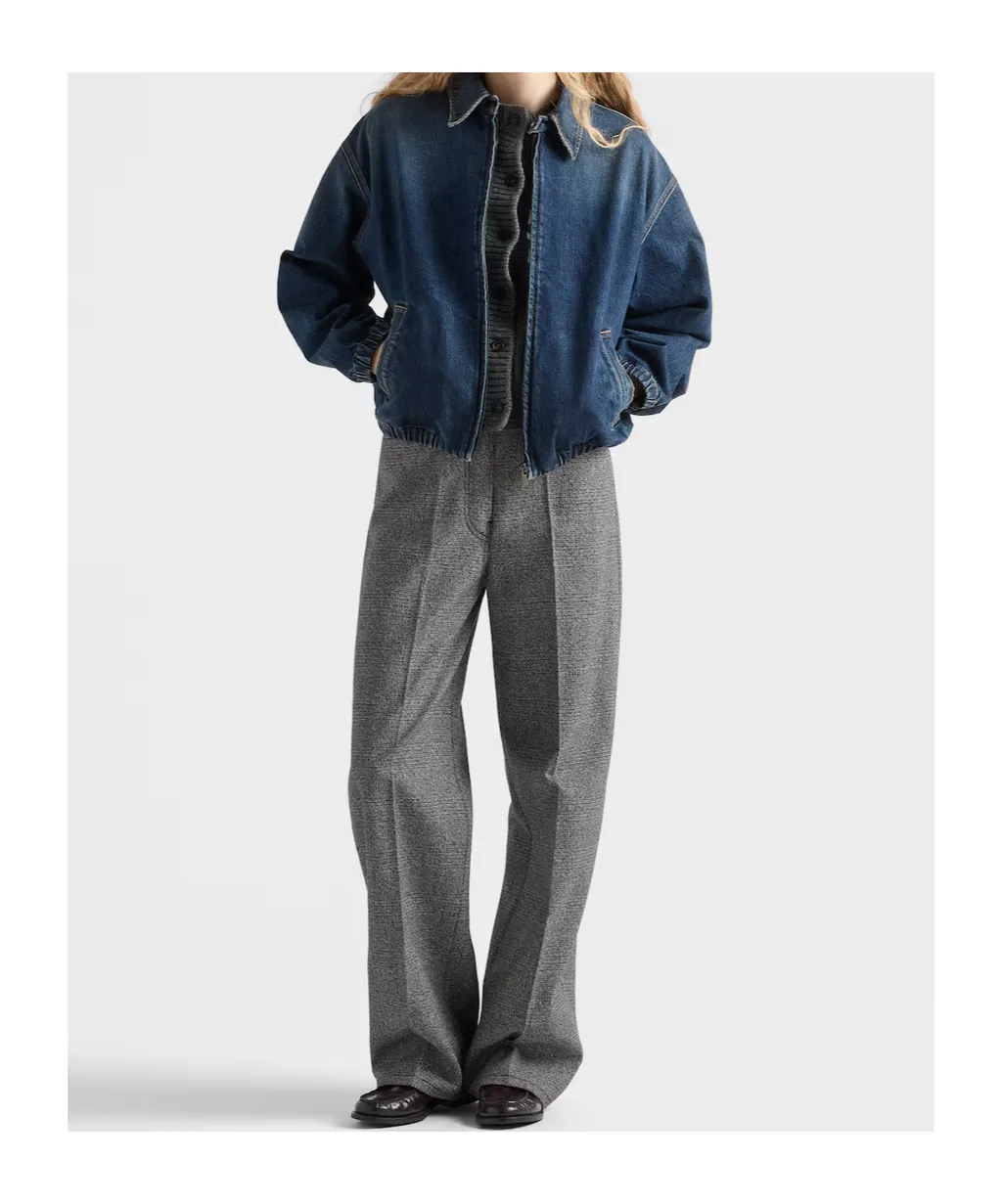Washed Denim Blouson Jacket