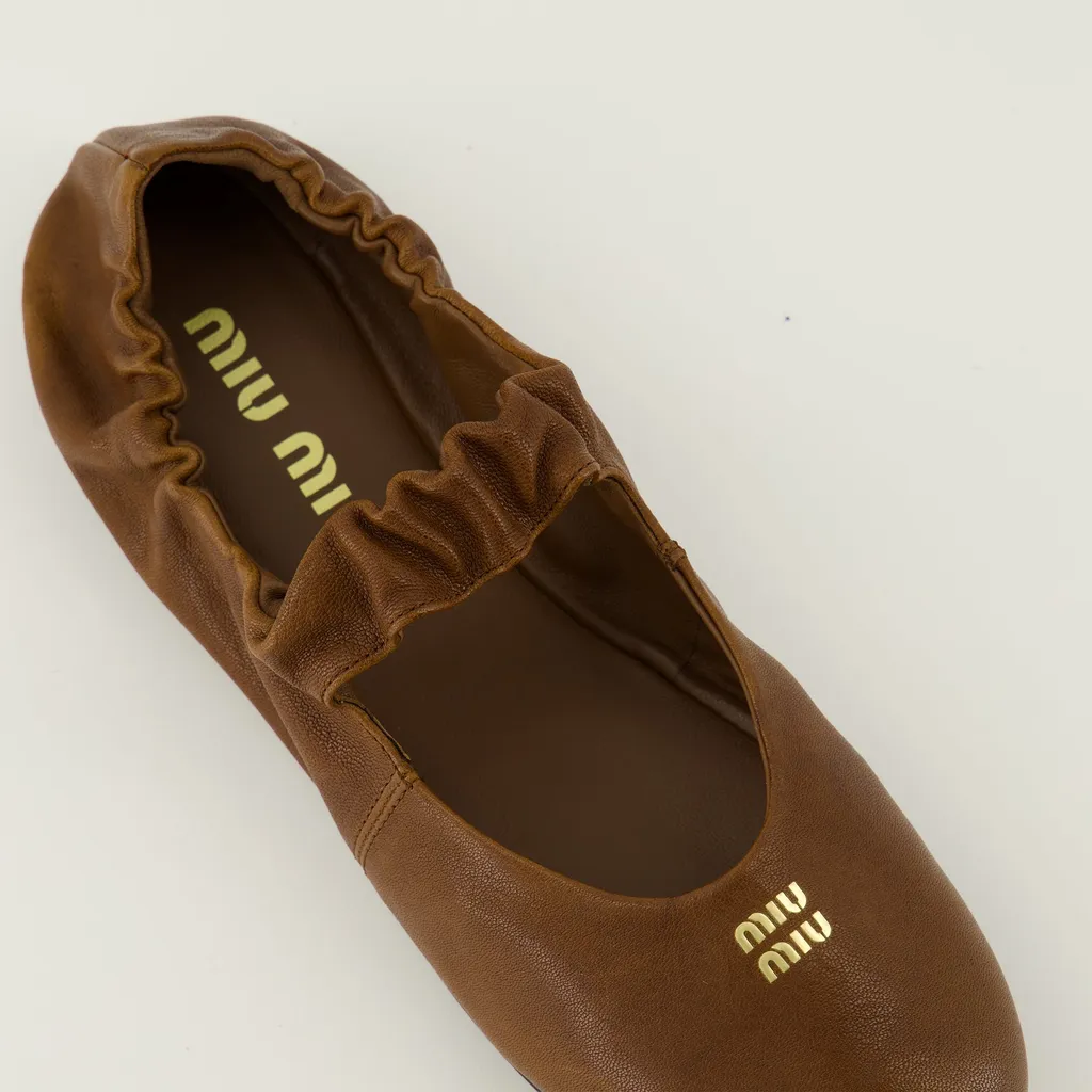 Miu Miu Logo-Detailed Ballet Flats