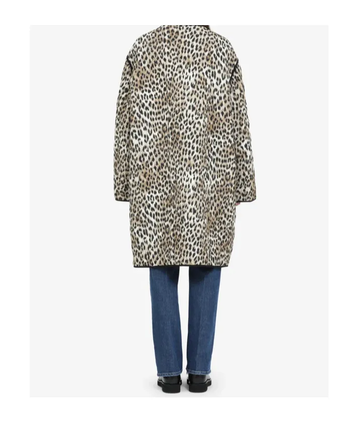 Long Leopard-Print Double-Faced Parka
