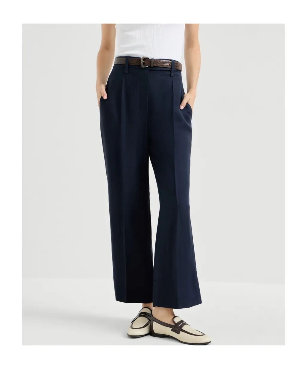 Brunello Cucinelli Fluid Twill Cigarette Trousers