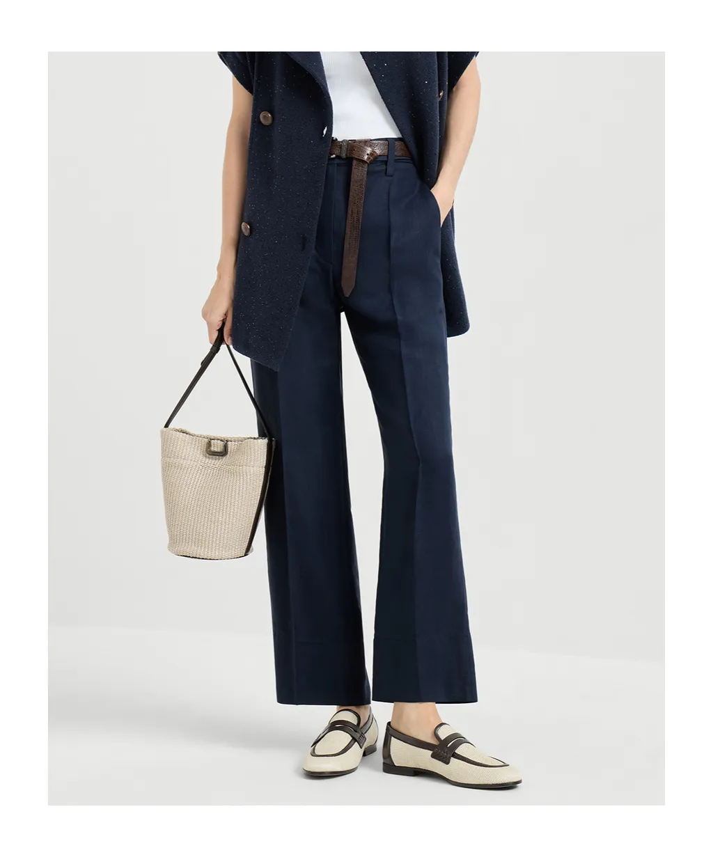 Brunello Cucinelli Fluid Twill Cigarette Trousers