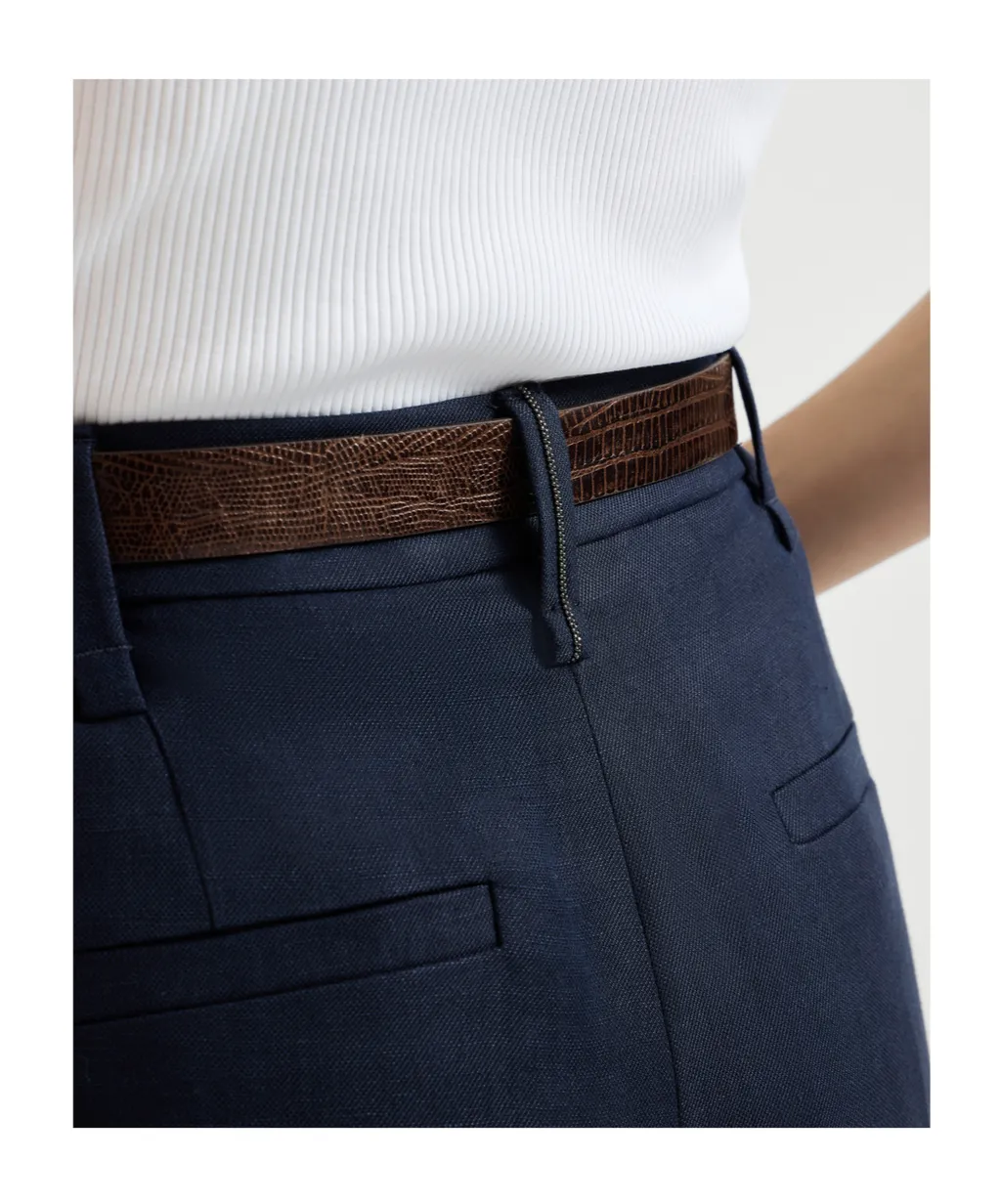 Brunello Cucinelli Fluid Twill Cigarette Trousers