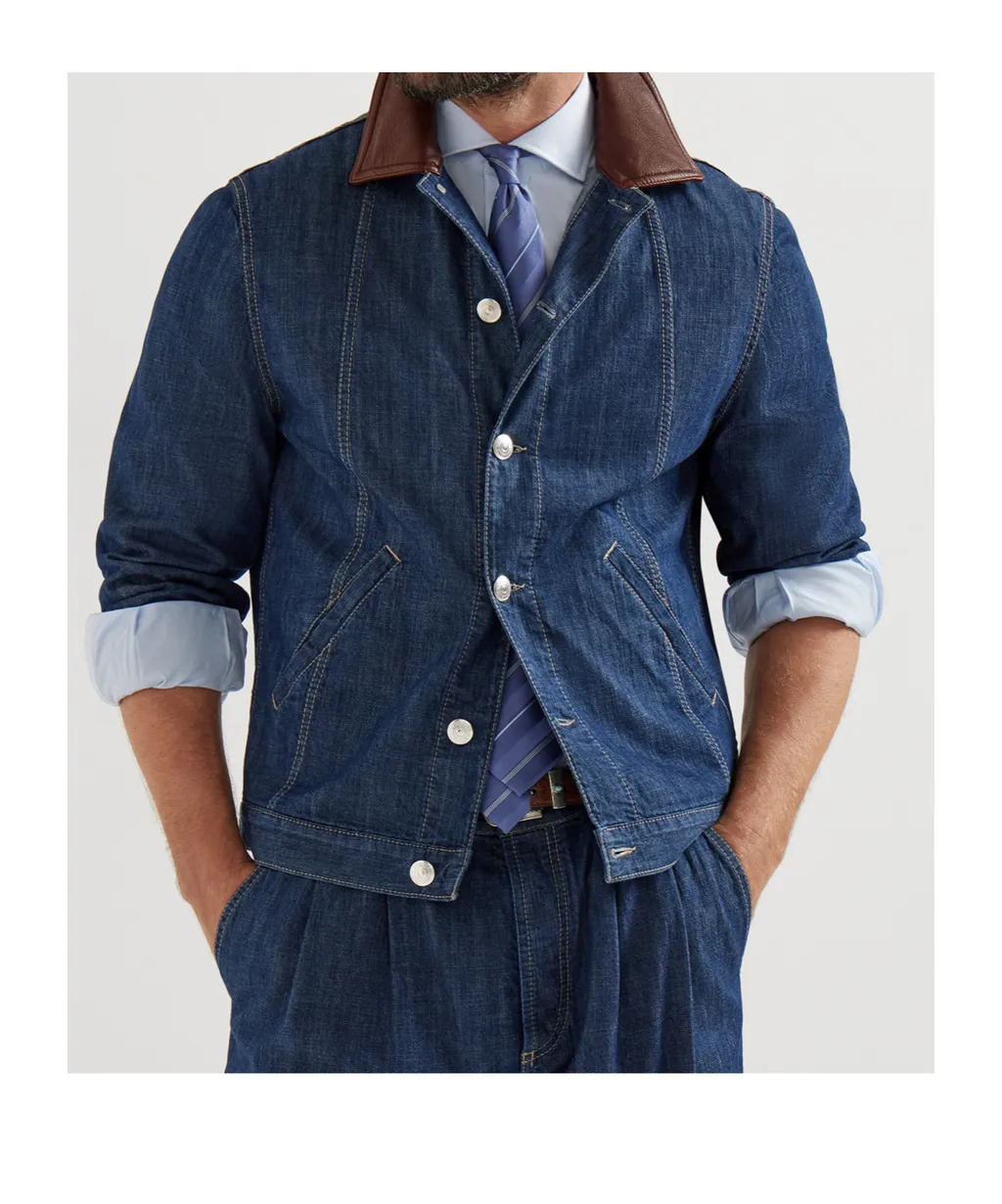 Brunello Cucinelli Single Breasted Denim Jacket