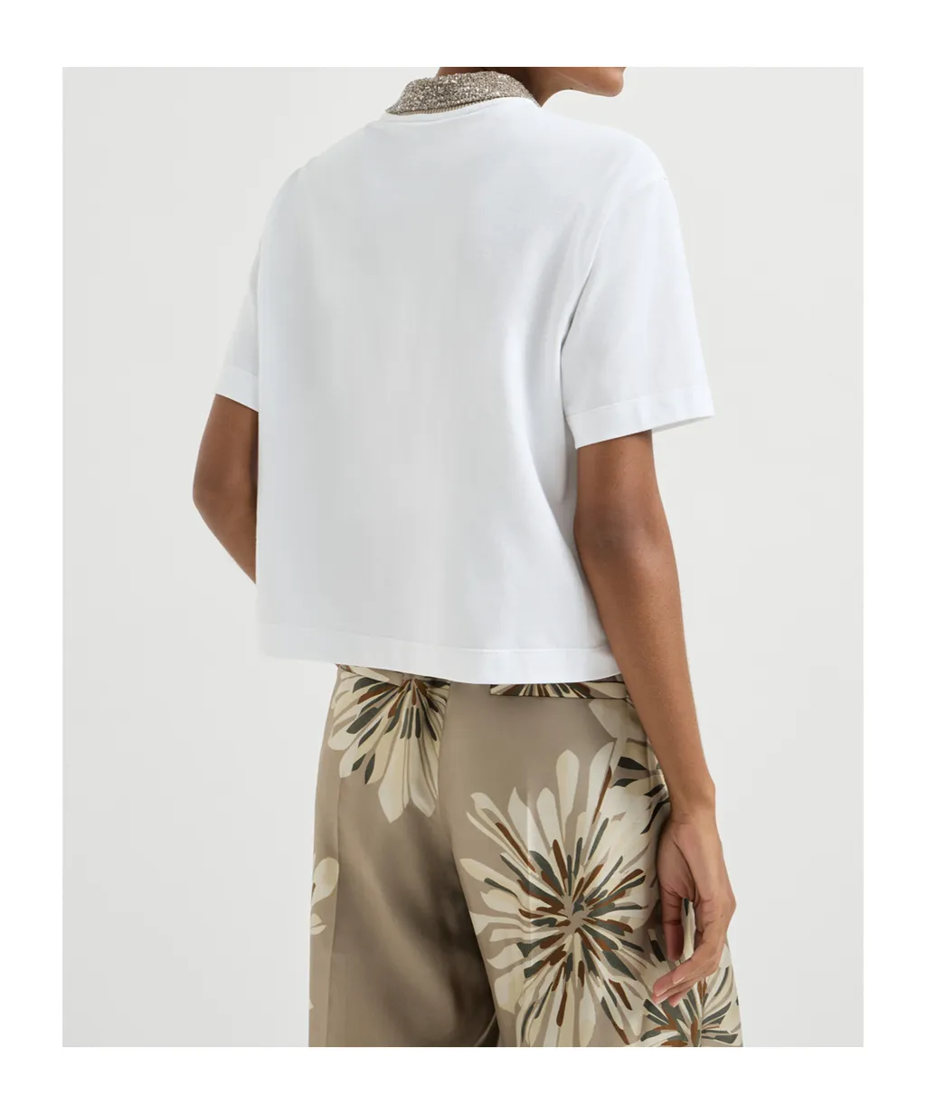 Brunello Cucinelli Sequinned Collar Polo Top