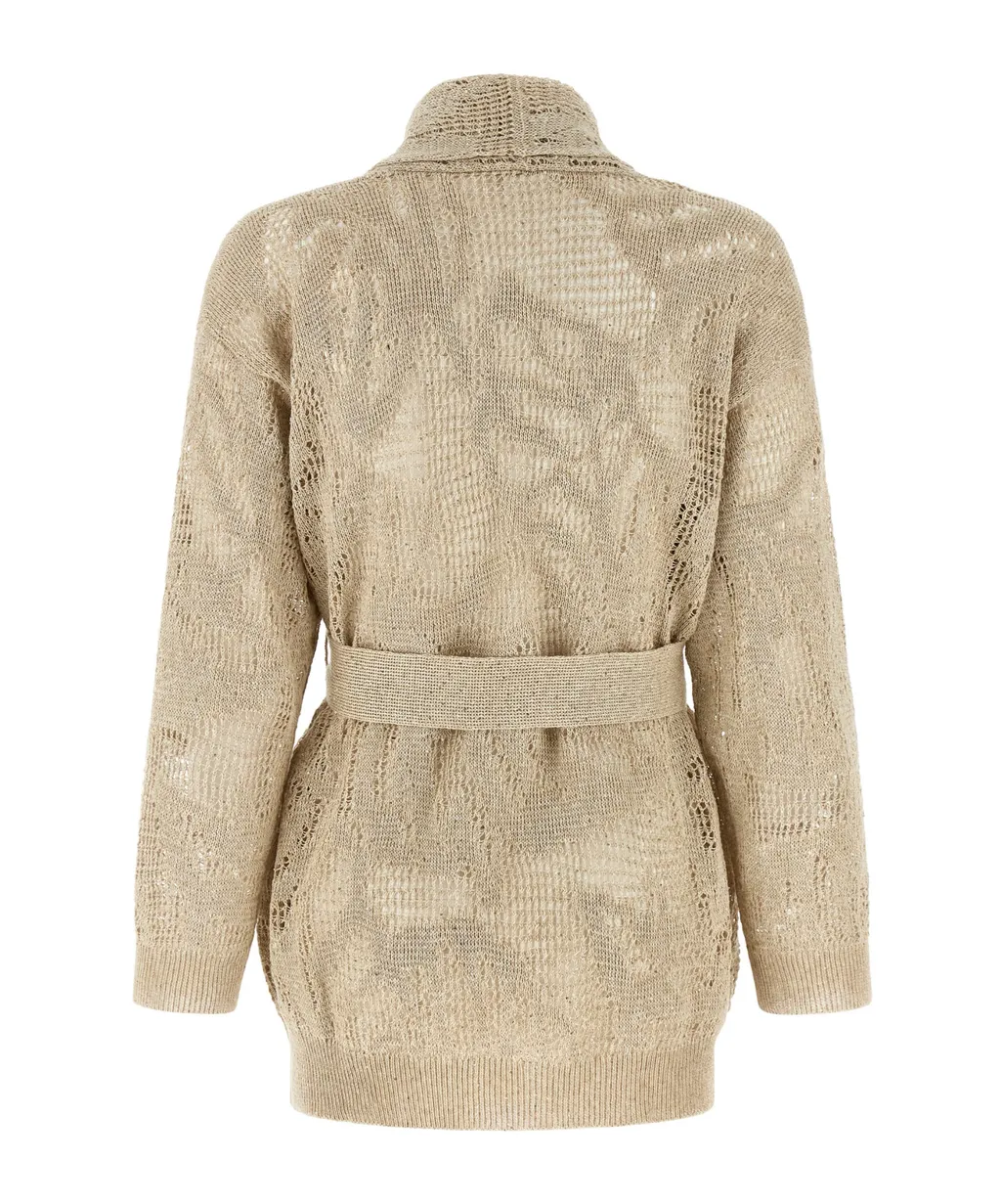 Brunello Cucinelli Crochet Belted Cardigan