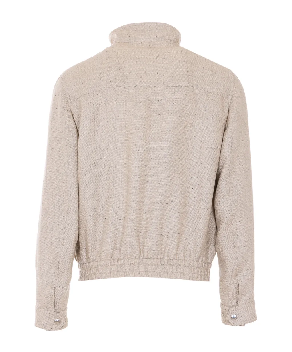 Brunello Cucinelli Stand Collar Hopsack Outerwear Jacket