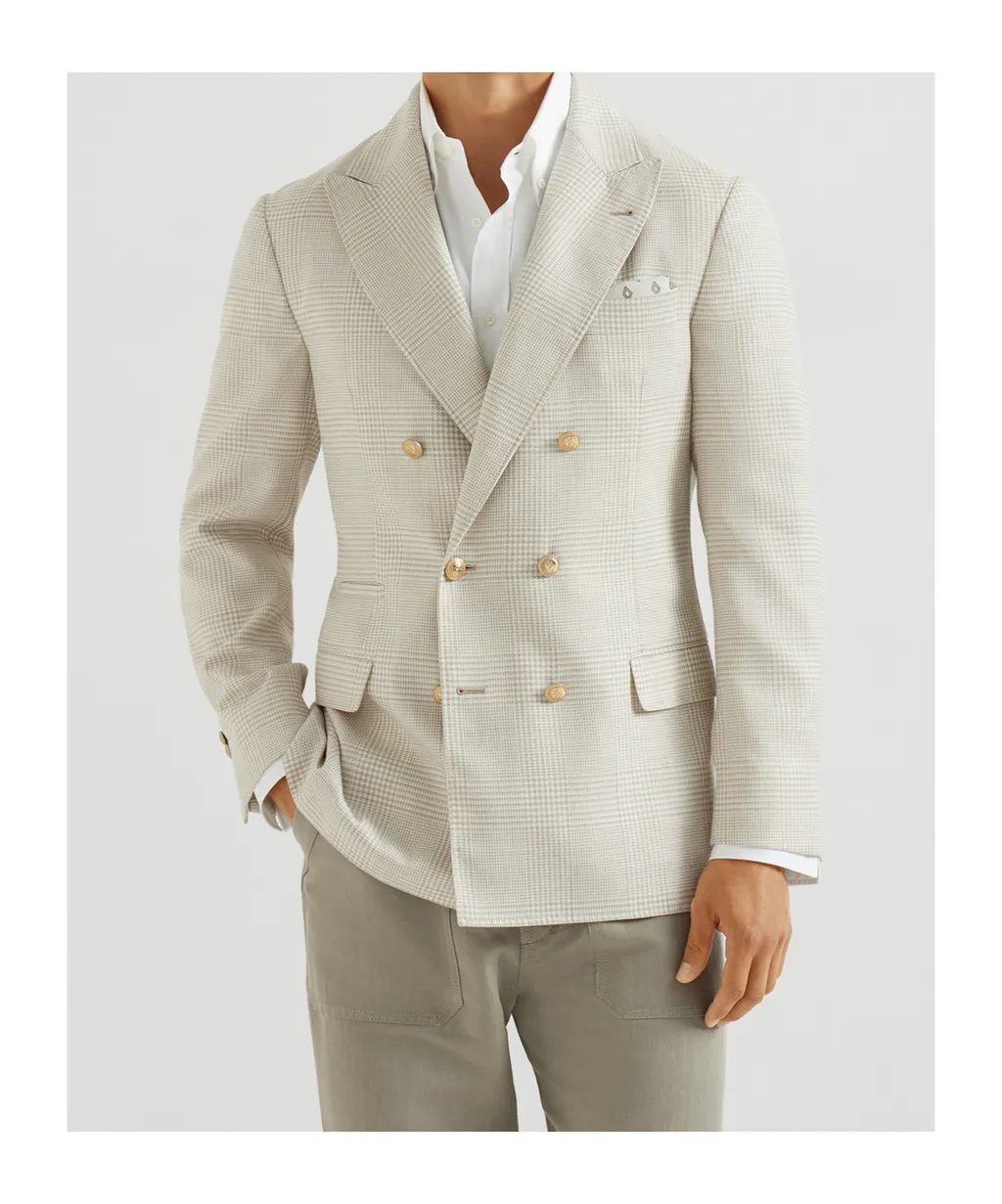 Prince Of Wales-Pattern Double-Breasted Blazer