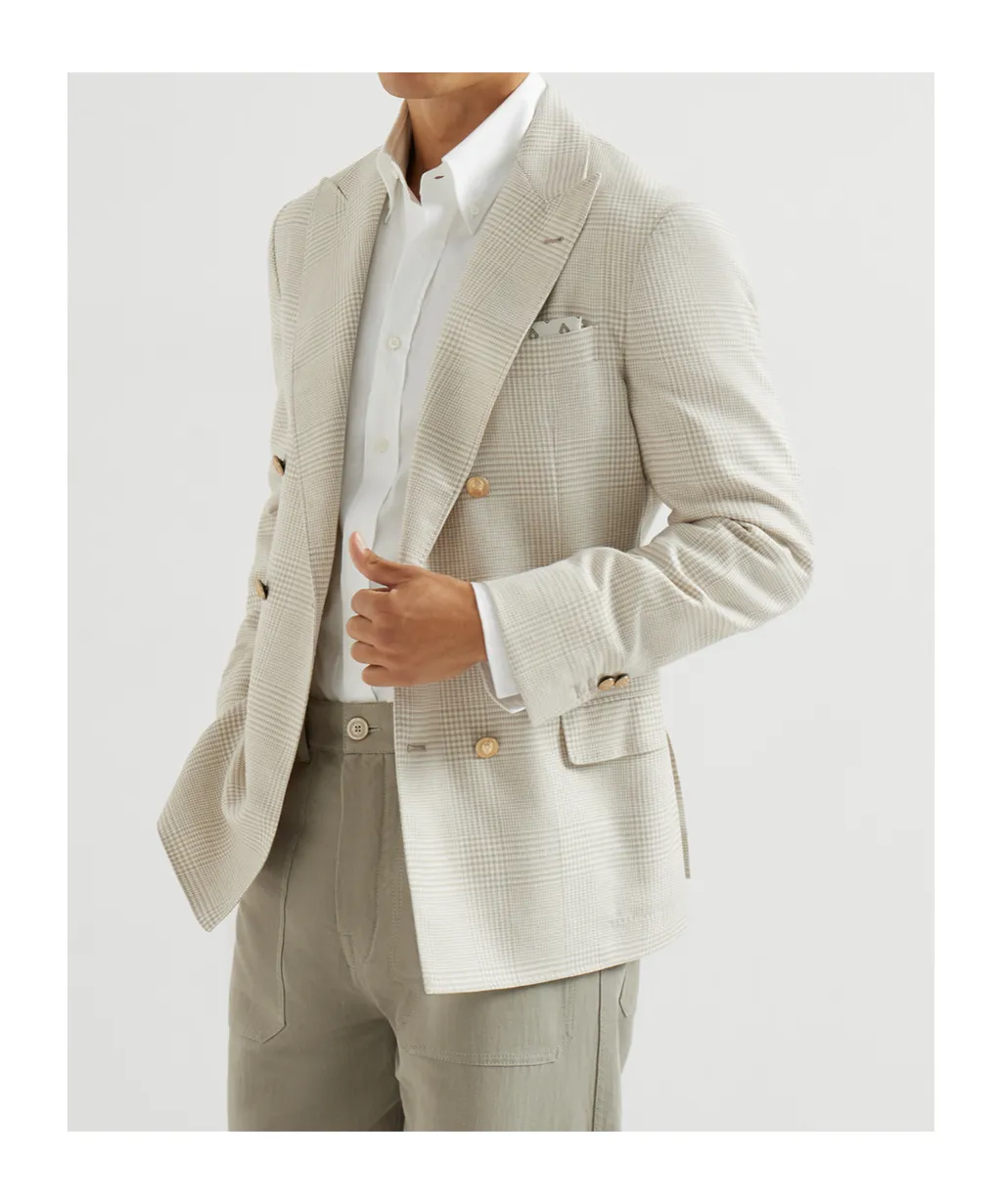 Prince Of Wales-Pattern Double-Breasted Blazer
