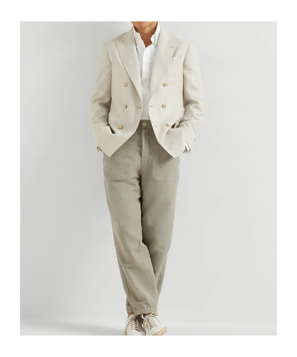 Prince Of Wales-Pattern Double-Breasted Blazer