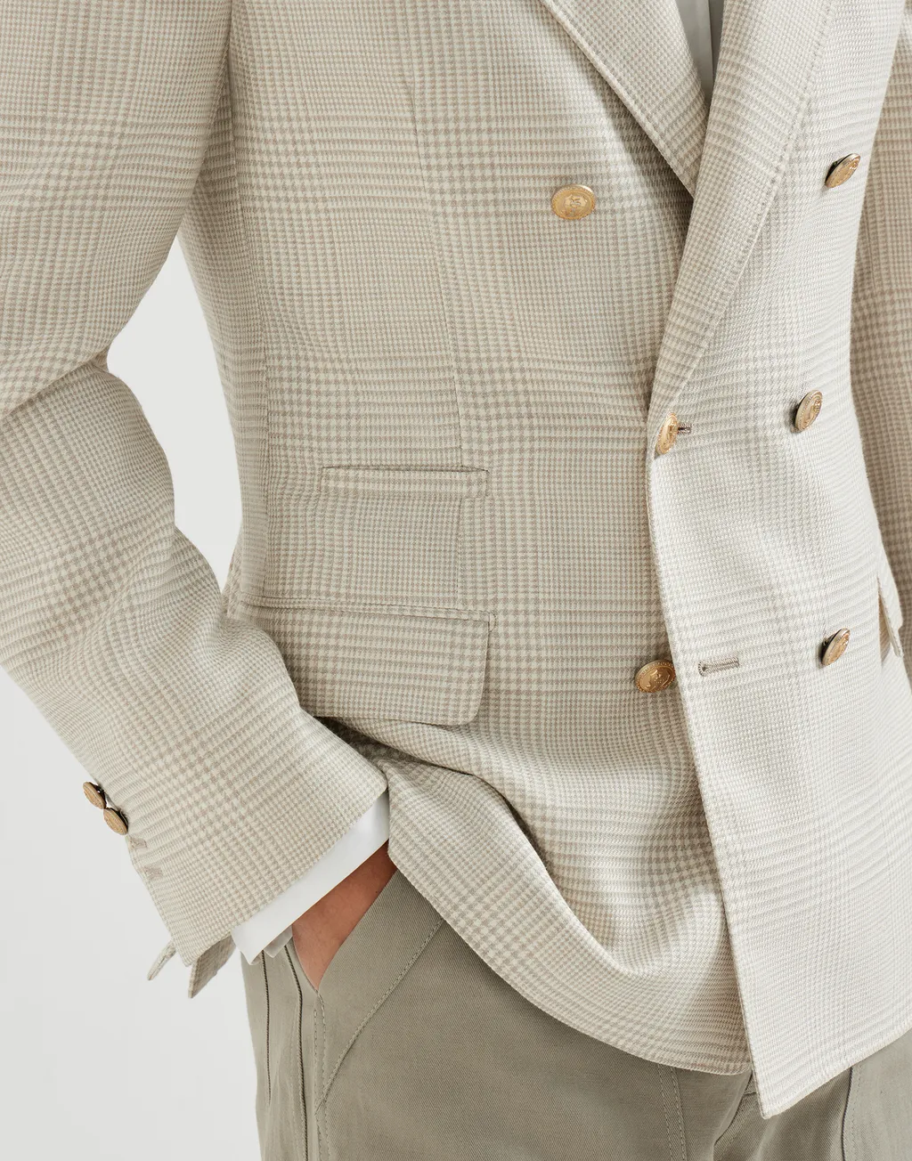 Prince Of Wales-Pattern Double-Breasted Blazer