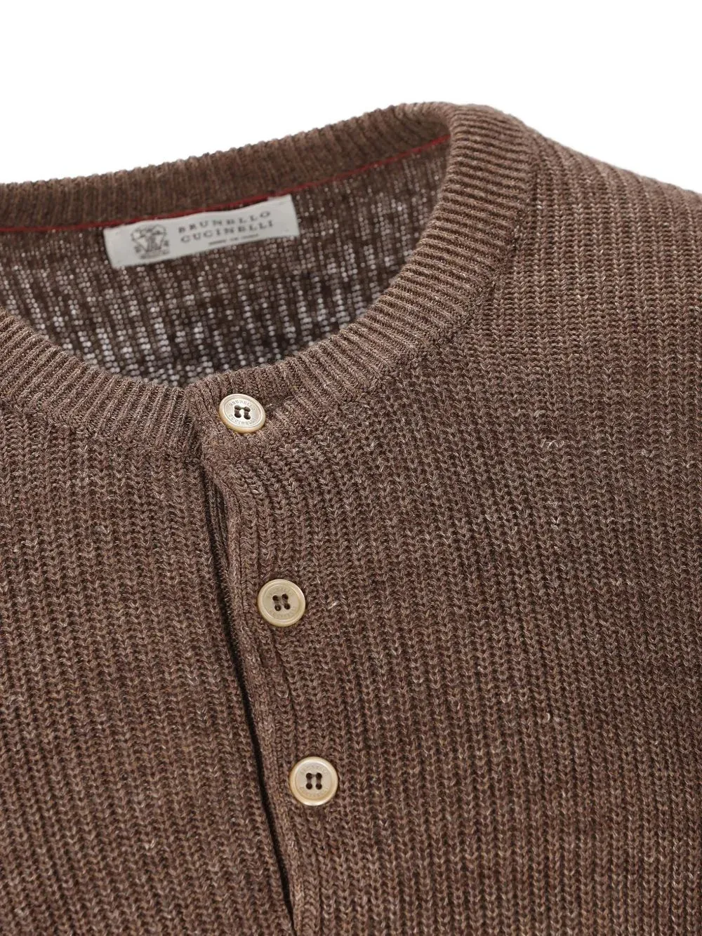 Button-Placket Ribbed Sweater
