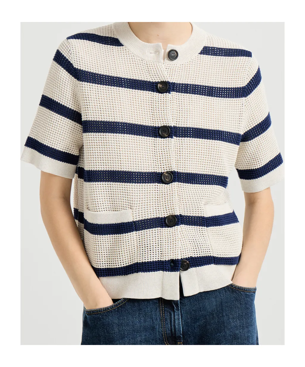 Brunello Cucinelli Net Striped Cardigan