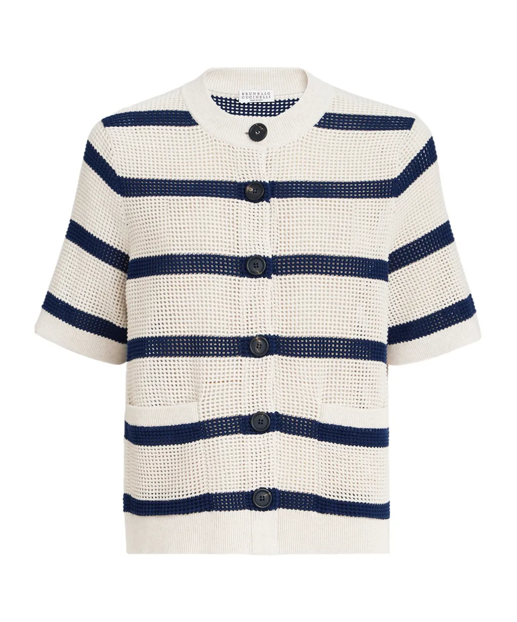Brunello Cucinelli Net Striped Cardigan
