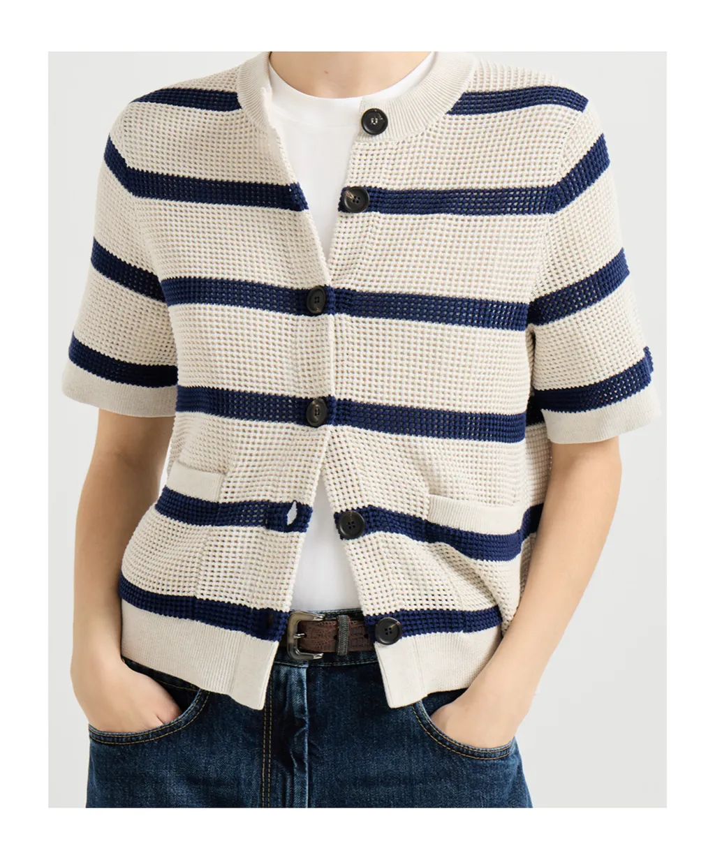 Brunello Cucinelli Net Striped Cardigan