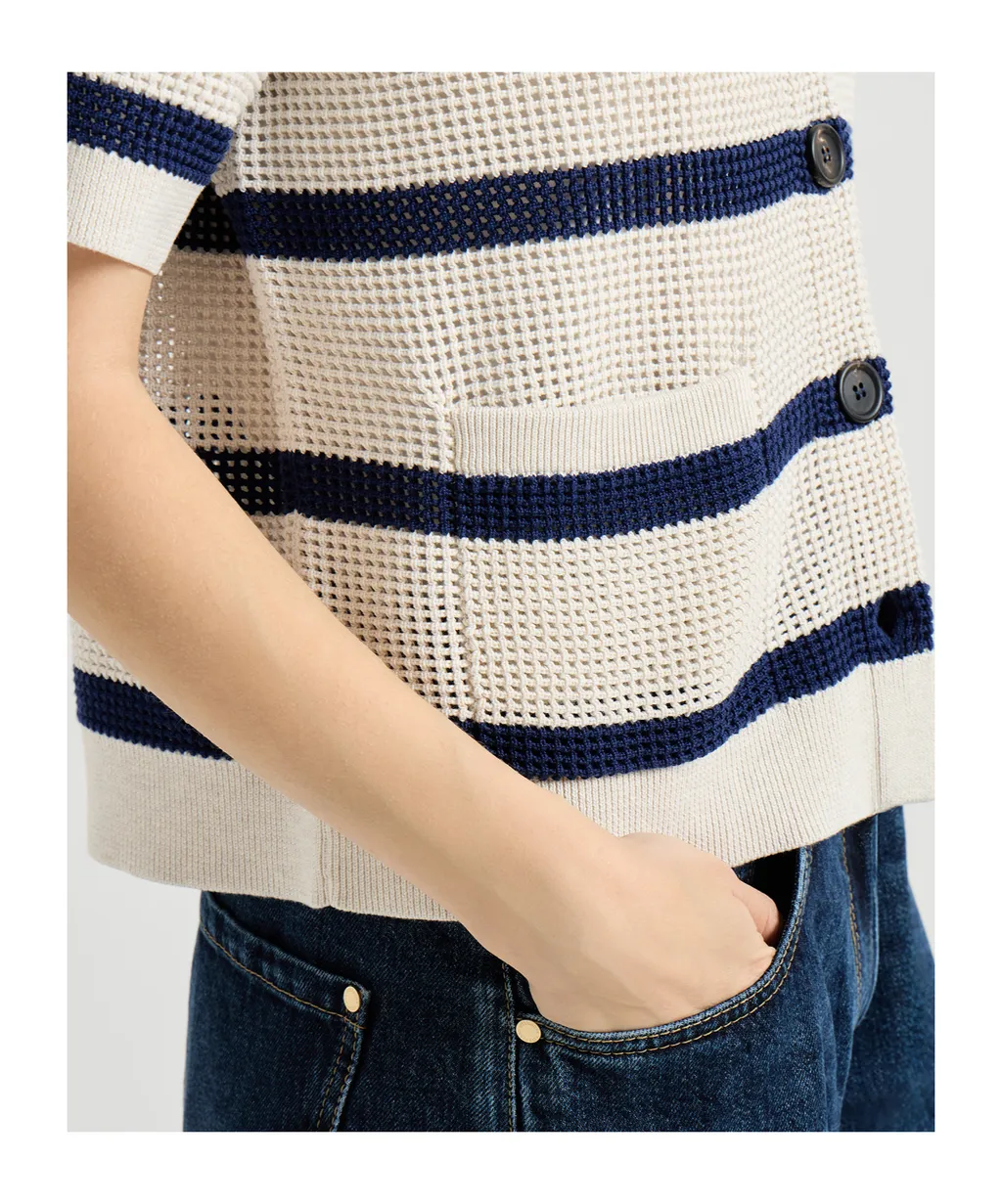 Brunello Cucinelli Net Striped Cardigan