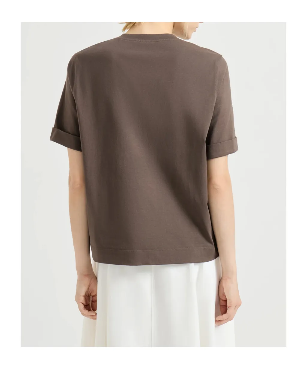 Brunello Cucinelli Shiny Trims Jersey T-Shirt
