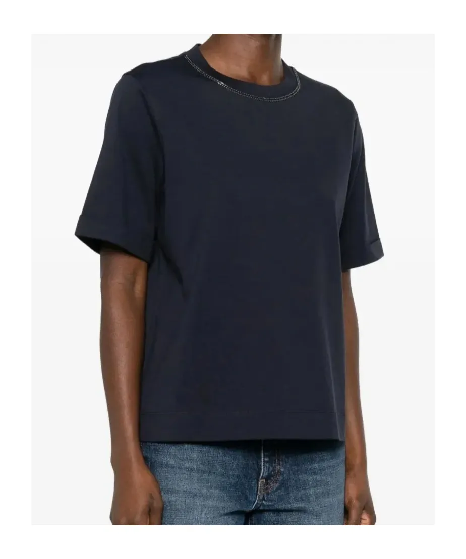 Brunello Cucinelli Shiny Trims Jersey T-Shirt