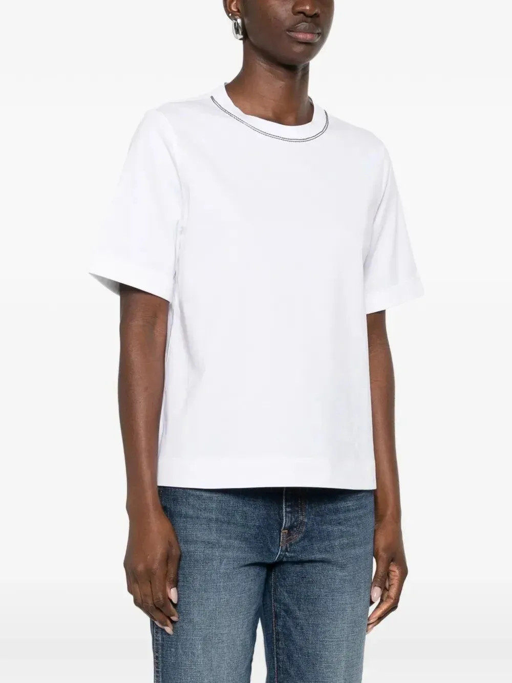Brunello Cucinelli Shiny Trims Jersey T-Shirt