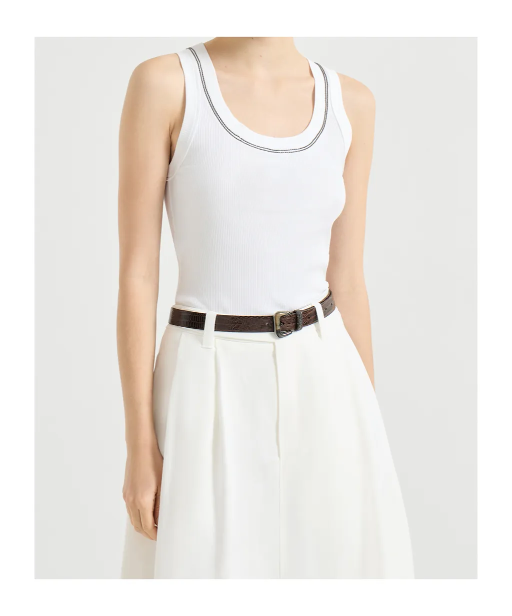 Brunello Cucinelli Shiny Trim Tank Top