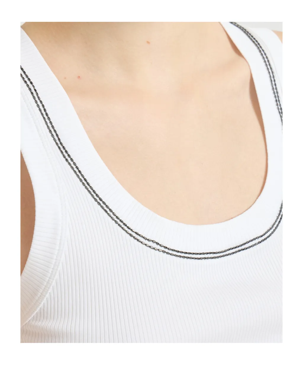 Brunello Cucinelli Shiny Trim Tank Top